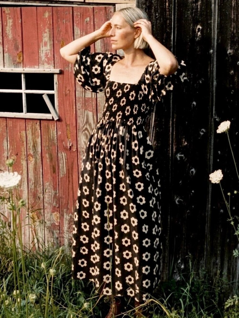 Christy Dawn Katrina Smocked Maxi Dress Noir Daisy S